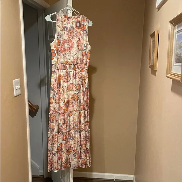 MSK Floral Print Sleeveless Maxi Dress - Orange and Cream - Picture 3 of 3